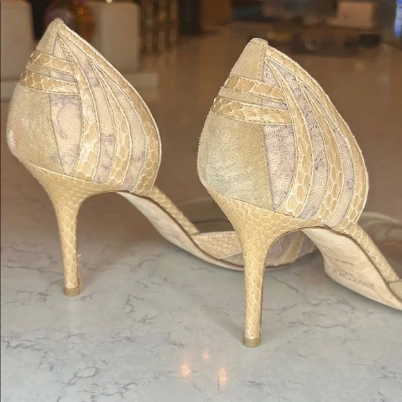 Jimmy Choo Nude Snakeskin Heels - Picture 5 of 8